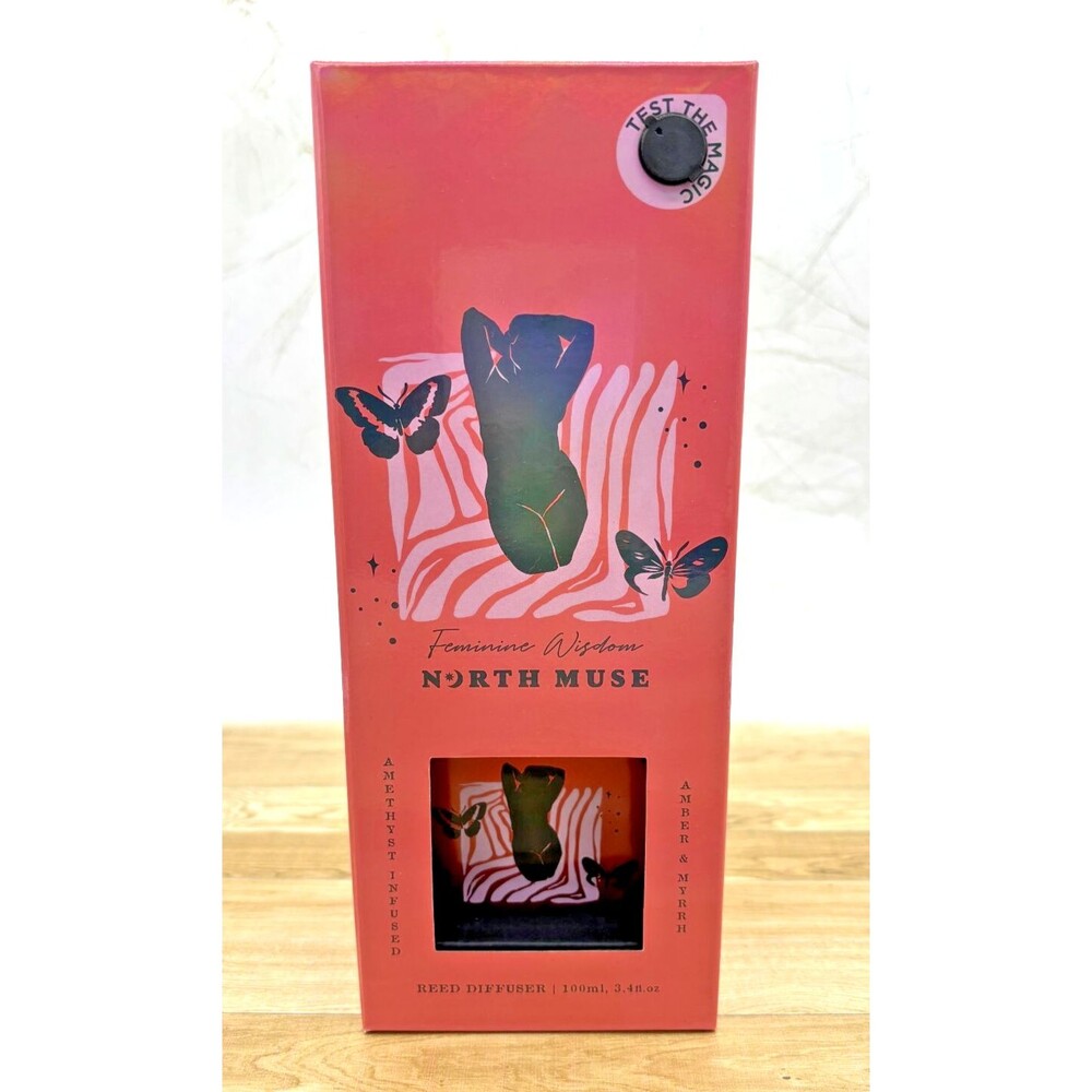 North Muse Feminine Wisdom Reed‎ Diffuser Amber & Myrrh with Amethyst 3.4oz NEW